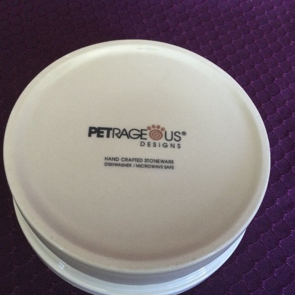 Petrageous Designs Stoneware Cat Bowl Meow New 2 Cups - Picture 2 of 3